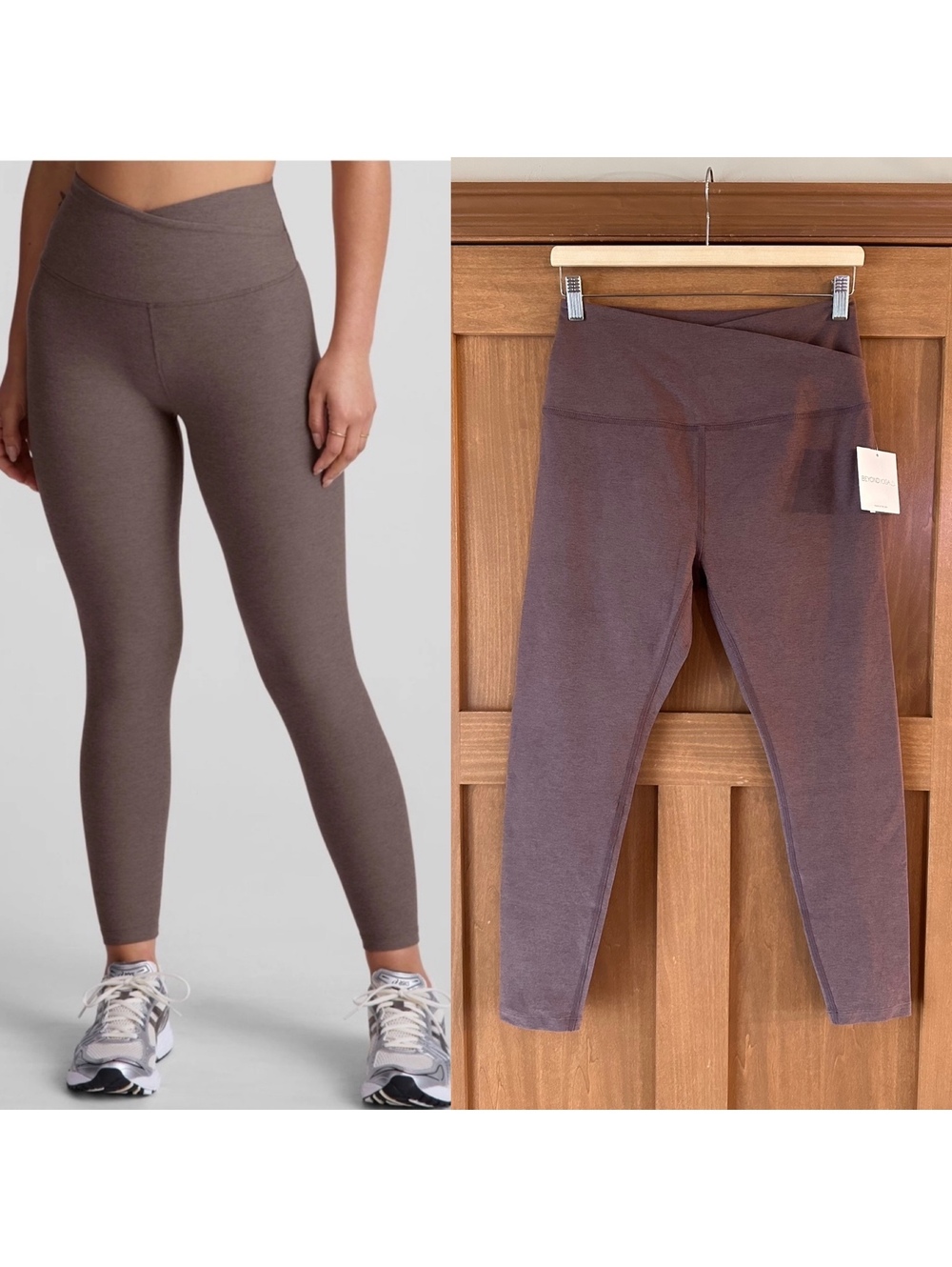 NWT Beyond Yoga Spacedye At Your Leisure Cross Leggings Truffle Heather Size XL